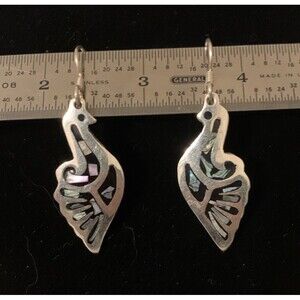 Taxco Sterling Silver Abalone Bird Inlay Earrings